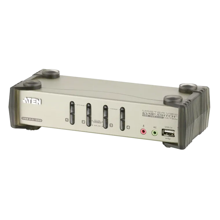 KVM Switch 4-Port USB - PS/2 VGA KVM mit Audio & USB 2.0 Hub