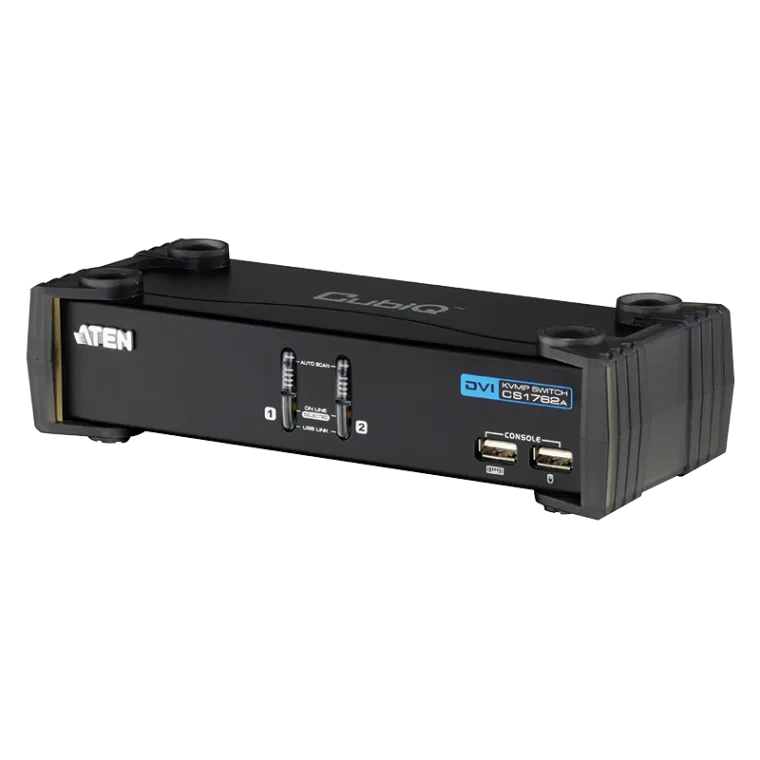 KVM Switch 2-Port USB DVI KVM mit Audio & USB 2.0 Hub