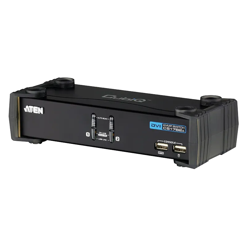 KVM Switch 2-Port USB DVI KVM mit Audio & USB 2.0 Hub