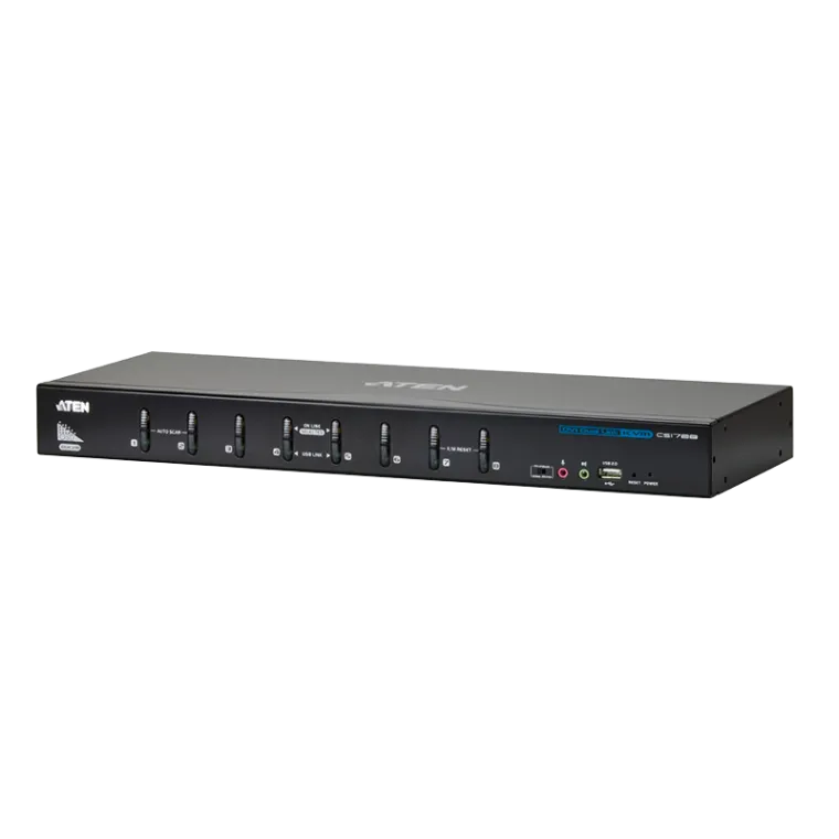 KVM Switch 8-Port, Schrankeinbau, USB DVI Dual Link KVM mit Audio