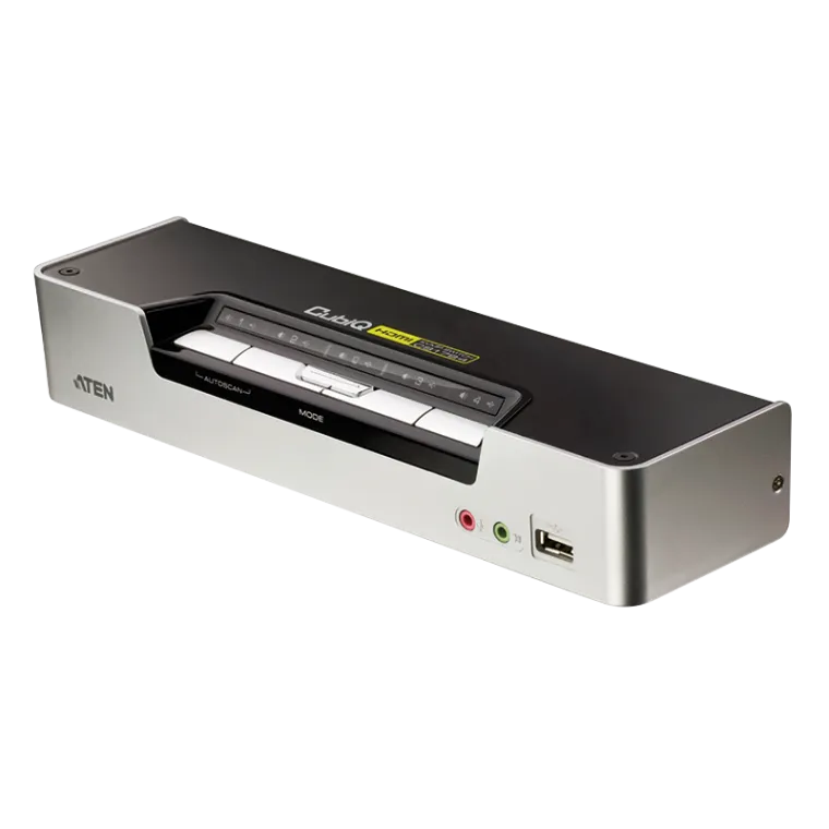 KVM Switch 4-Port USB HDMI KVM mit Audio & USB 2.0 Hub