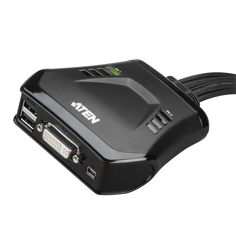 USB DVI KVM Switch mit 2 Ports