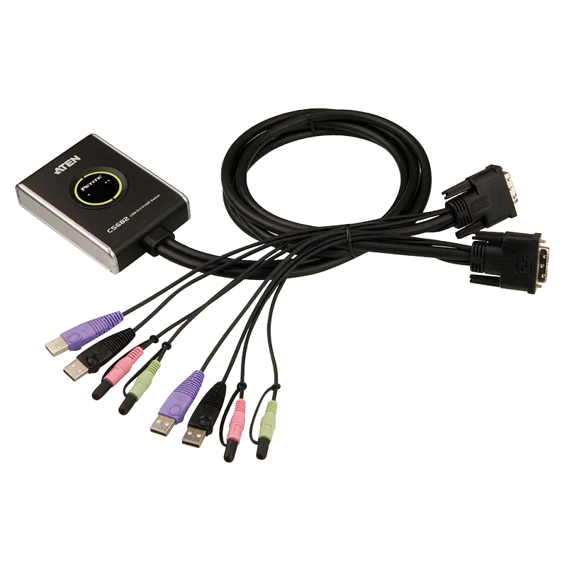 Kabel-KVM-Switch 2-Port USB DVI KVM mit Audio