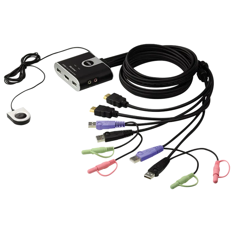 Kabel-KVM-Switch 2-Port USB HDMI KVM mit Audio