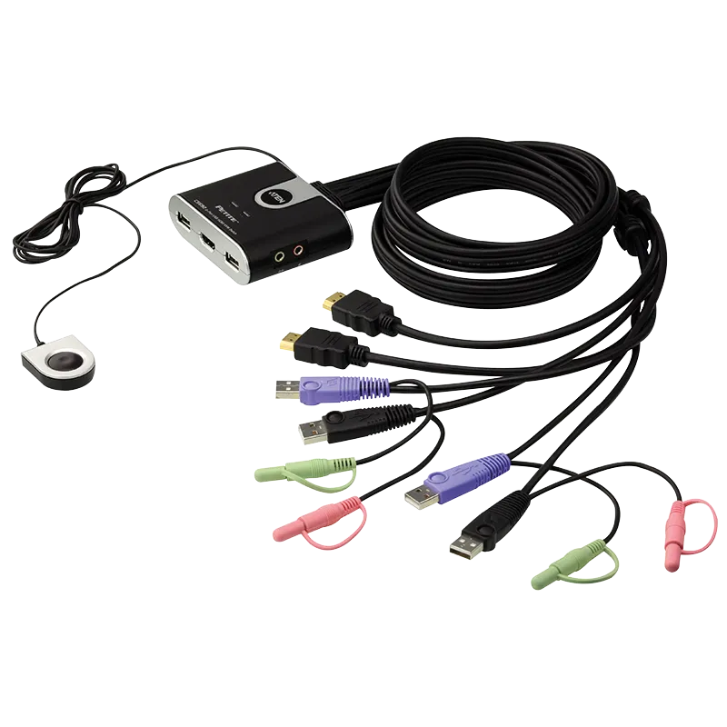Kabel-KVM-Switch 2-Port USB HDMI KVM mit Audio