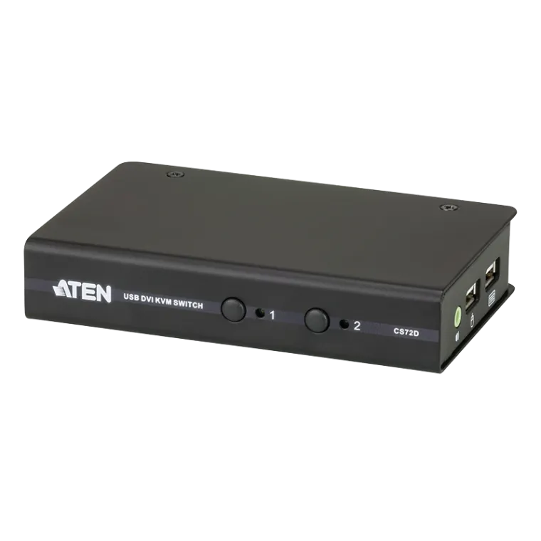 KVM Switch 2-Port, USB, DVI, Audio, Slim-Version