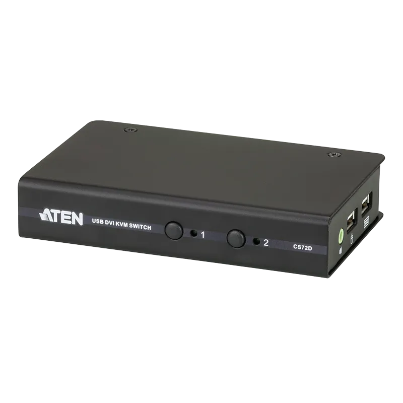 KVM Switch 2-Port, USB, DVI, Audio, Slim-Version