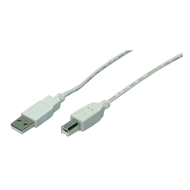 USB 2.0-Kabel, USB-A/M zu USB-B/M, grau, 5 m