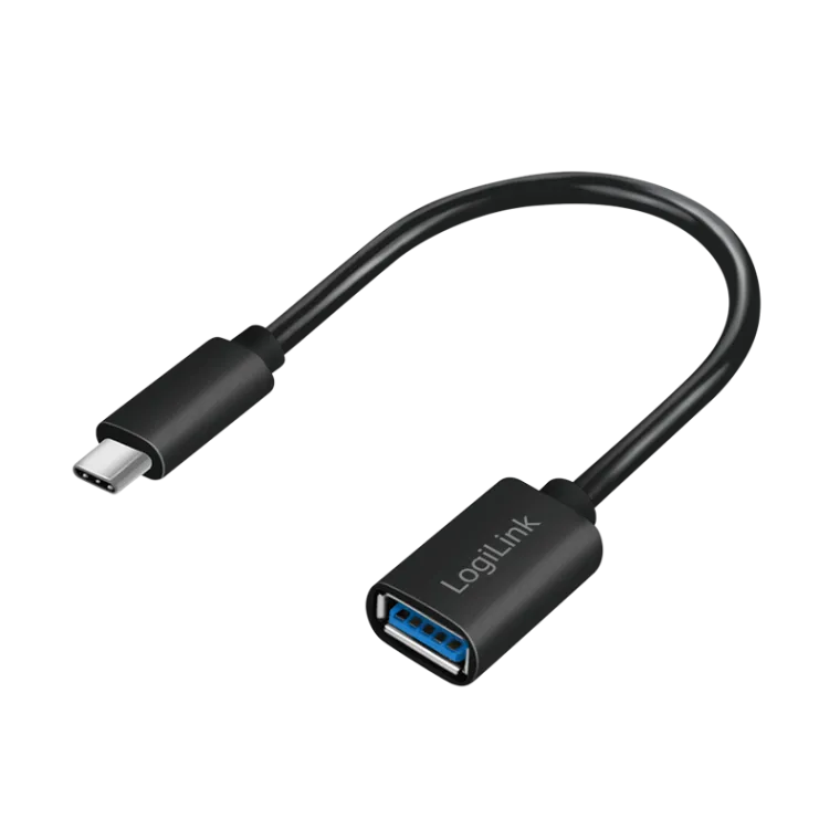 USB 3.2 Gen1 Type-C Adapter, C/M zu USB-A/F, 5 Gbit/s, 15W, OTG, schwarz, 0,15 m