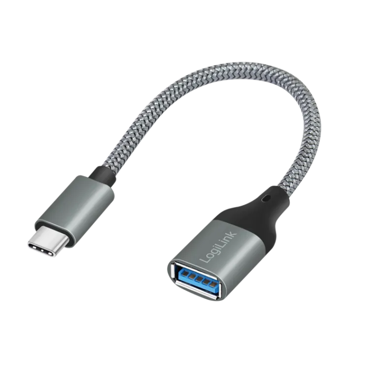 USB 3.2 Gen1 Type-C Adapter, C/M zu USB-A/F, 5 Gbit/s, 15W, OTG, Alu, dunkelgrau, 0,15 m