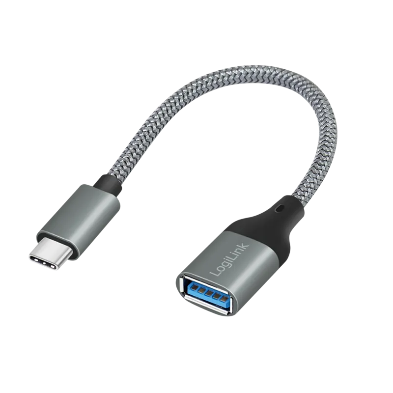 USB 3.2 Gen1 Type-C Adapter, C/M zu USB-A/F, 5 Gbit/s, 15W, OTG, Alu, dunkelgrau, 0,15 m