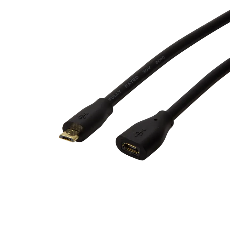 USB 2.0-Kabel, Micro-USB/M zu Micro-USB/F, schwarz, 1 m