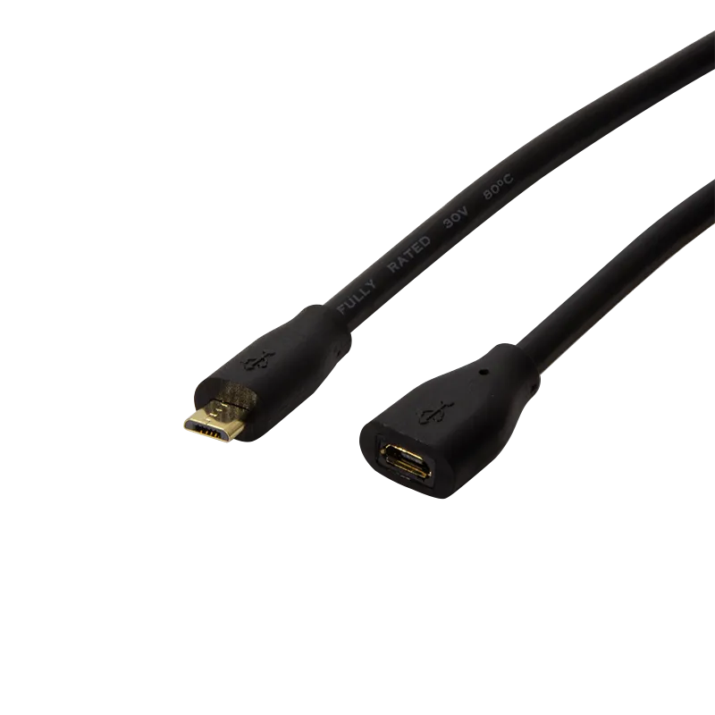 USB 2.0-Kabel, Micro-USB/M zu Micro-USB/F, schwarz, 1 m