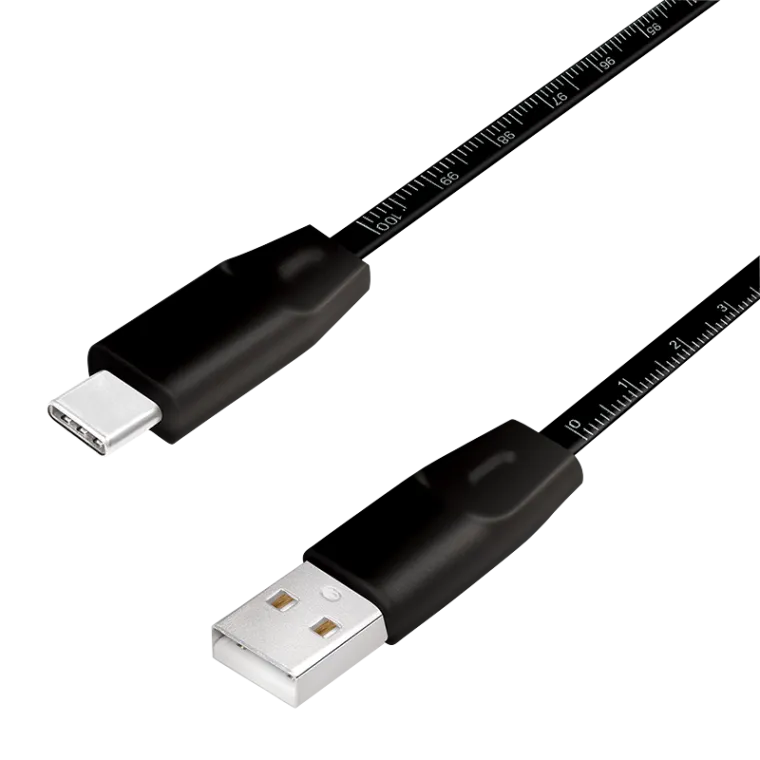 USB 2.0 Type-C-Kabel, C/M zu A/M, 480 Mbit/s, 15W, Metermaß-Aufdruck, schwarz, 1 m