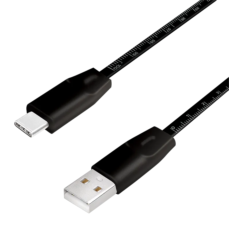 USB 2.0 Type-C-Kabel, C/M zu A/M, 480 Mbit/s, 15W, Metermaß-Aufdruck, schwarz, 1 m