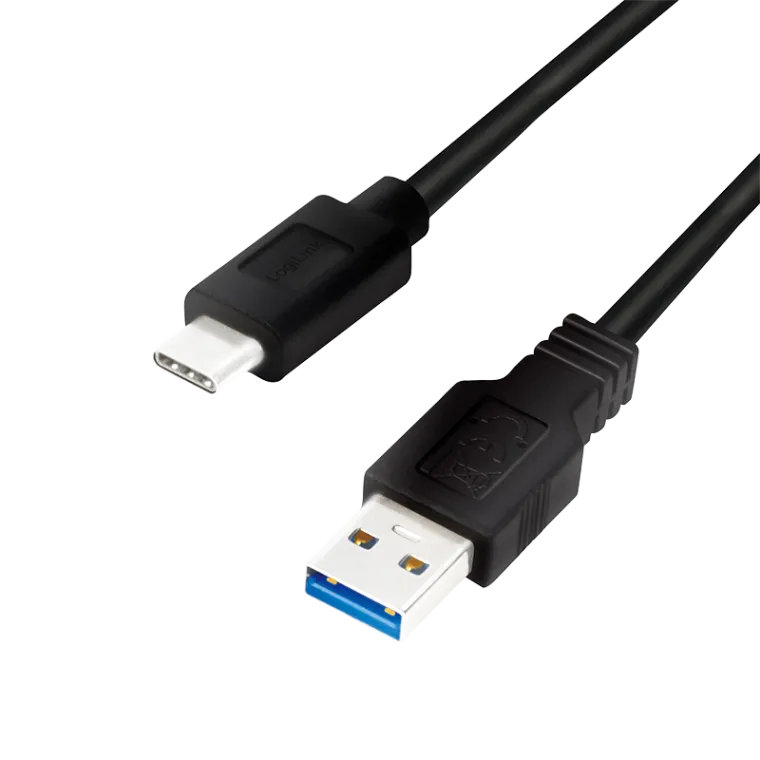 USB 3.2 Gen1 Type-C Kabel, C/M zu USB-A/M, schwarz, 0,5 m