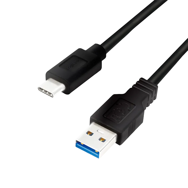 USB 3.2 Gen1 Type-C-Kabel, C/M zu A/M, 5 Gbit/s, 60W, schwarz, 2 m