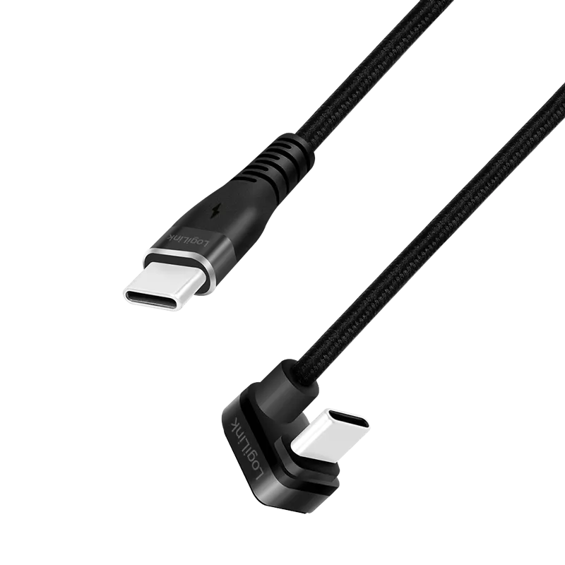 USB 2.0 Type-C-Gamingkabel, C/M 180° zu C/M, 480 Mbit/s, 60W, Alu, schwarz, 2 m