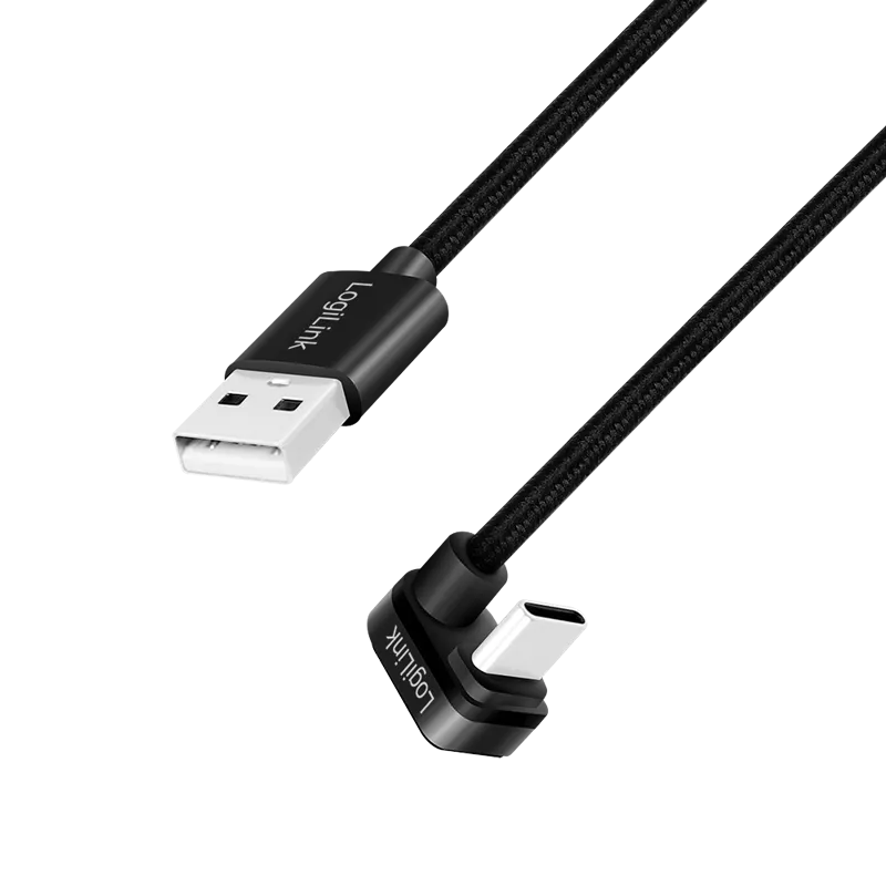 USB 2.0 Type-C-Gamingkabel, C/M 180° zu A/M, 480 Mbit/s, 60W, Alu, schwarz, 2 m