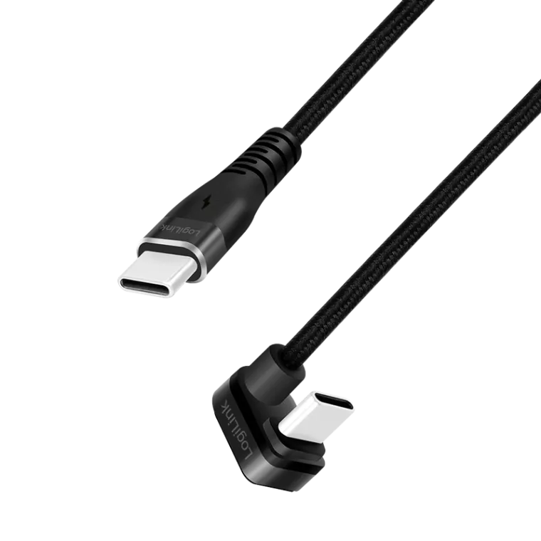 USB 2.0 Type-C-Gamingkabel, C/M 180° zu C/M, 480 Mbit/s, 60W, Alu, schwarz, 3 m
