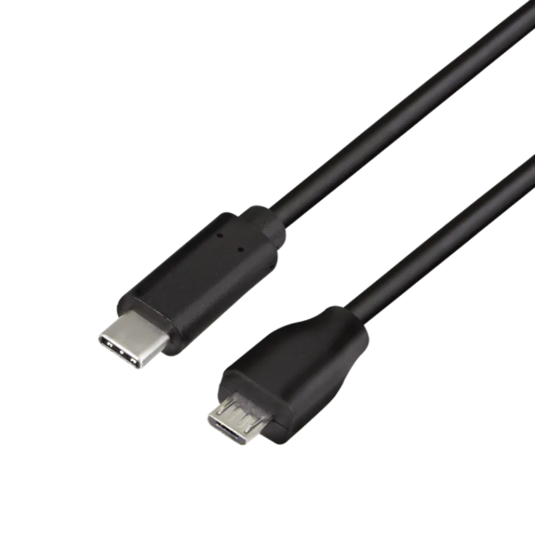 USB 2.0 Type-C-Kabel, C/M zu Micro-USB/M, schwarz, 1 m