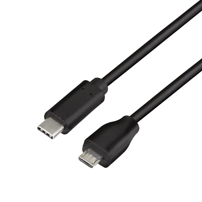 USB 2.0 Type-C-Kabel, C/M zu Micro-USB/M, schwarz, 1 m