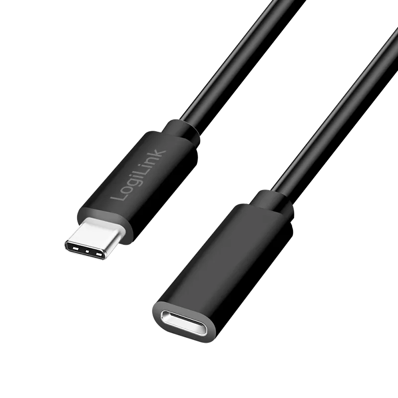 USB 2.0 Type-C-Kabel, C/M zu C/F, 480 Mbit/s, 100W, schwarz, 2 m