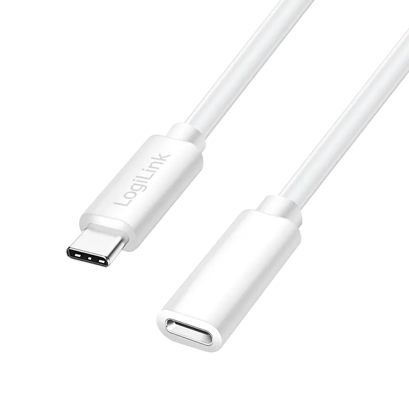 USB 2.0 Type-C-Kabel, C/M zu C/F, 480 Mbit/s, 60W, weiß, 3 m