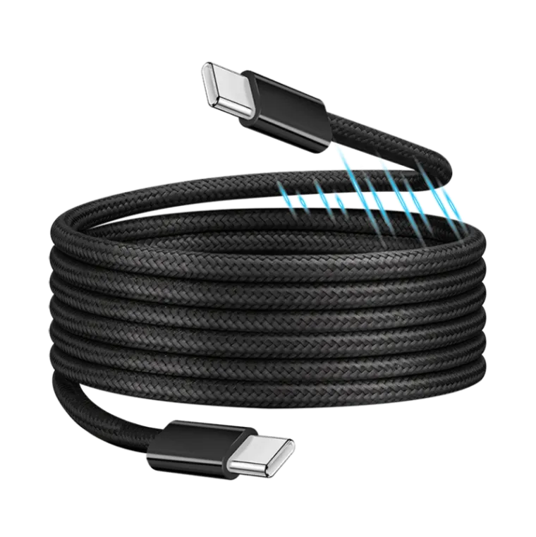 USB 2.0 Type-C-Kabel, C/M zu C/M, magnetisch, 100W, Nylon, schwarz, 1 m