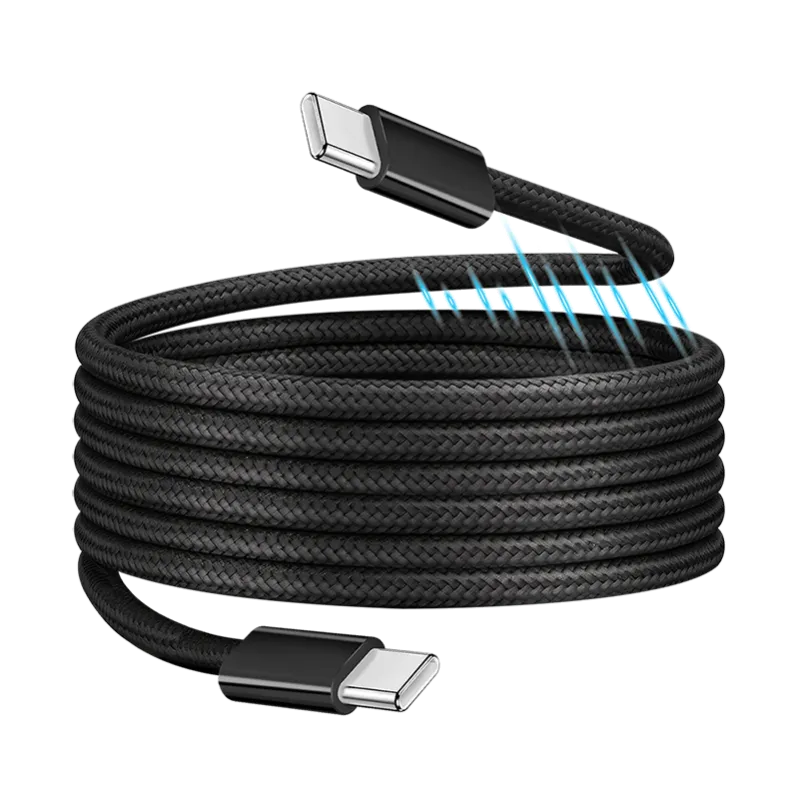 USB 2.0 Type-C-Kabel, C/M zu C/M, magnetisch, 100W, Nylon, schwarz, 1 m