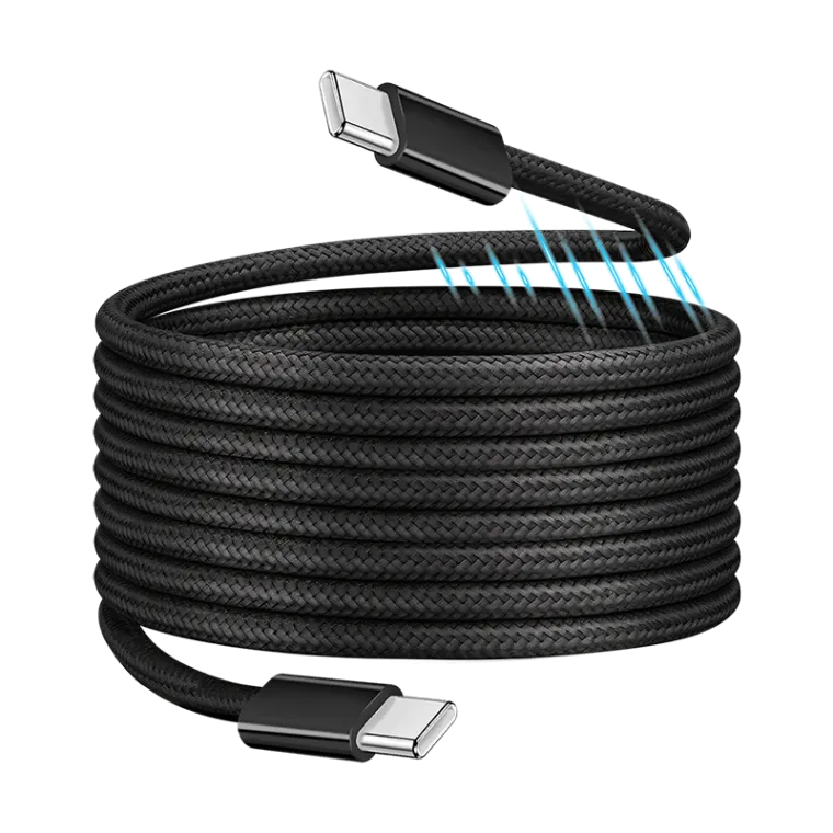 USB 2.0 Type-C-Kabel, C/M zu C/M, magnetisch, 100W, Nylon, schwarz, 1,5 m