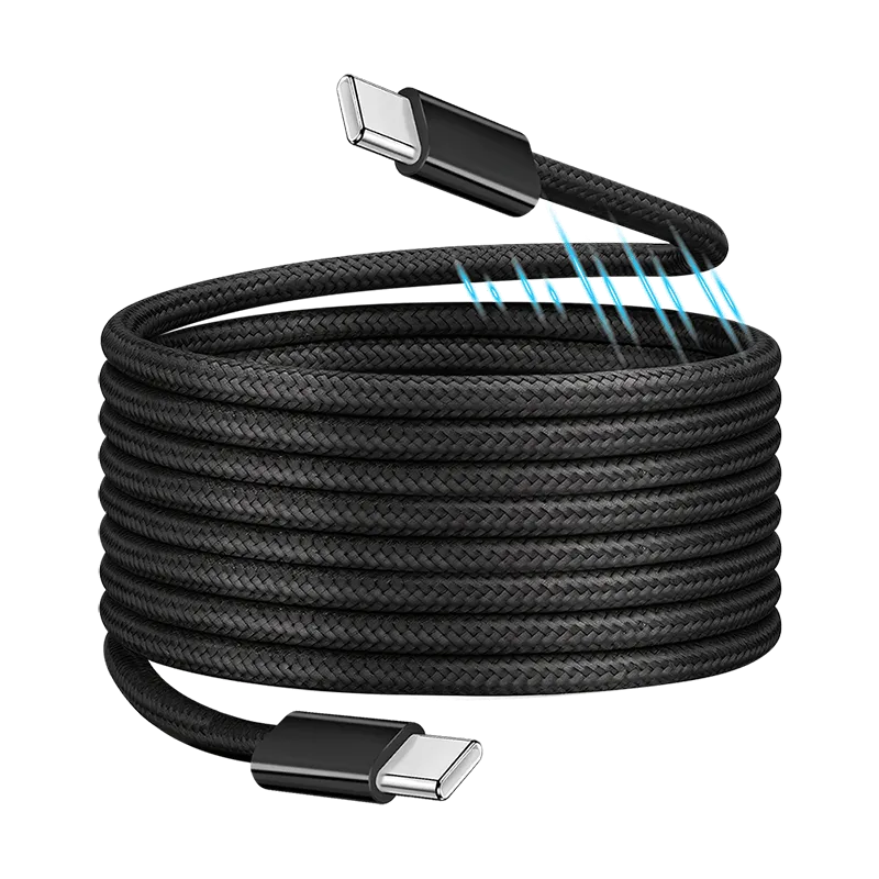 USB 2.0 Type-C-Kabel, C/M zu C/M, magnetisch, 100W, Nylon, schwarz, 1,5 m