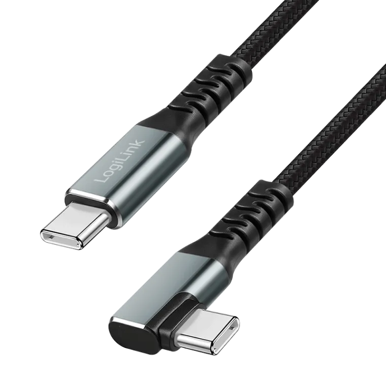 USB 3.2 Gen2 Type-C-Kabel, C/M 90° zu C/M, 10 Gbit/s, 100W, 4K, schwarz, 1 m