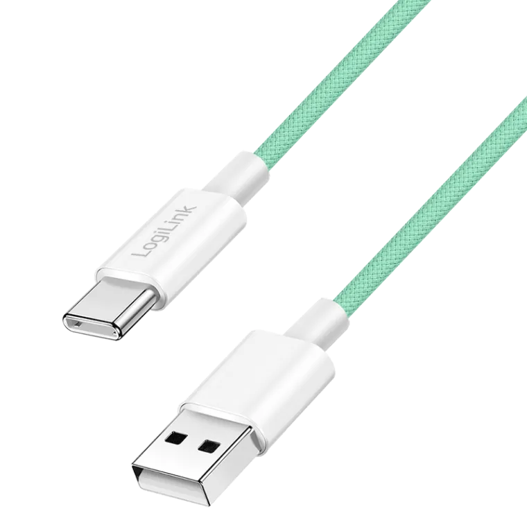 USB 2.0 Type-C-Kabel, A/M zu C/M, 480 Mbit/s, 60W, Nylon, grün, 0,5 m