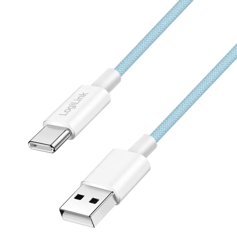 USB 2.0 Type-C-Kabel, A/M zu C/M, 480 Mbit/s, 60W, Nylon, blau, 1,5 m