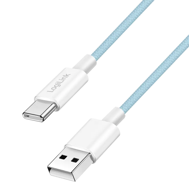 USB 2.0 Type-C-Kabel, A/M zu C/M, 480 Mbit/s, 60W, Nylon, blau, 1,5 m