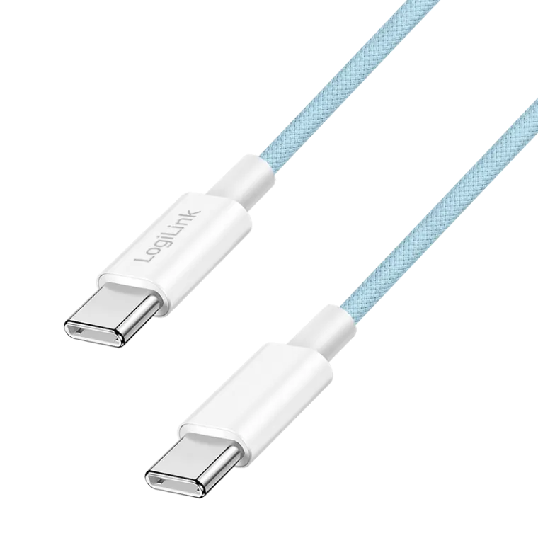 USB 2.0 Type-C-Kabel, C/M zu C/M, 480 Mbit/s, 60W, Nylon, blau, 1,5 m