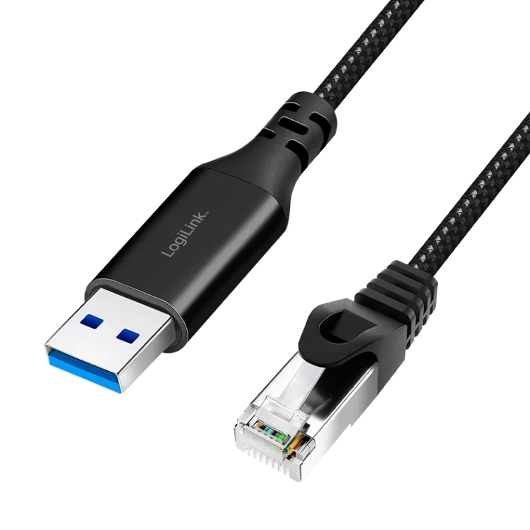 USB 3.0 Ethernet-Kabel, A/M zu RJ45/M, 1 Gbit/s, aktiv, schwarz/grau, 3 m