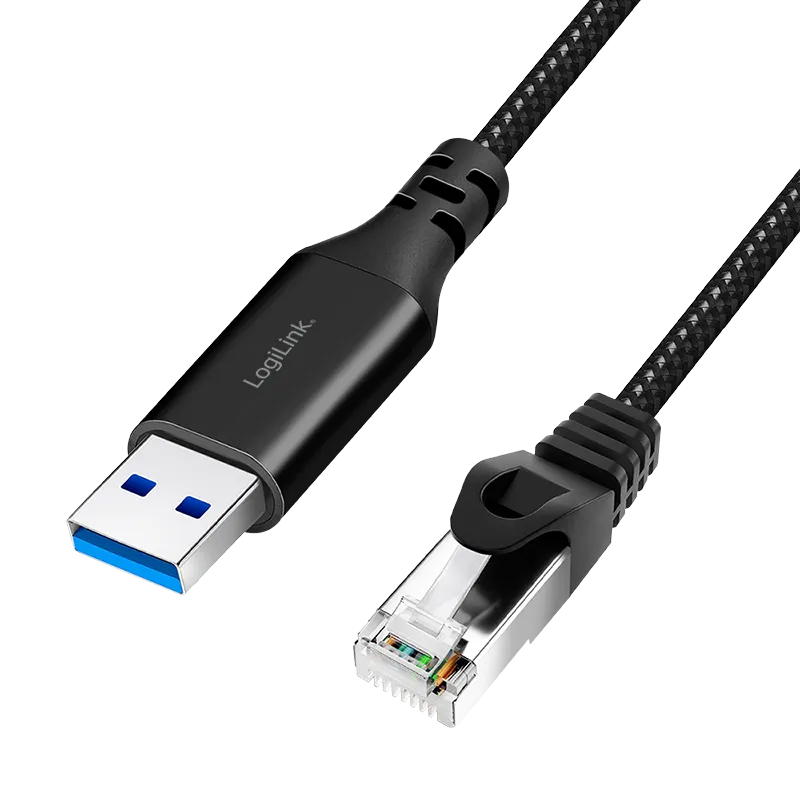 USB 3.0 Ethernet-Kabel, A/M zu RJ45/M, 1 Gbit/s, aktiv, schwarz/grau, 7,5 m
