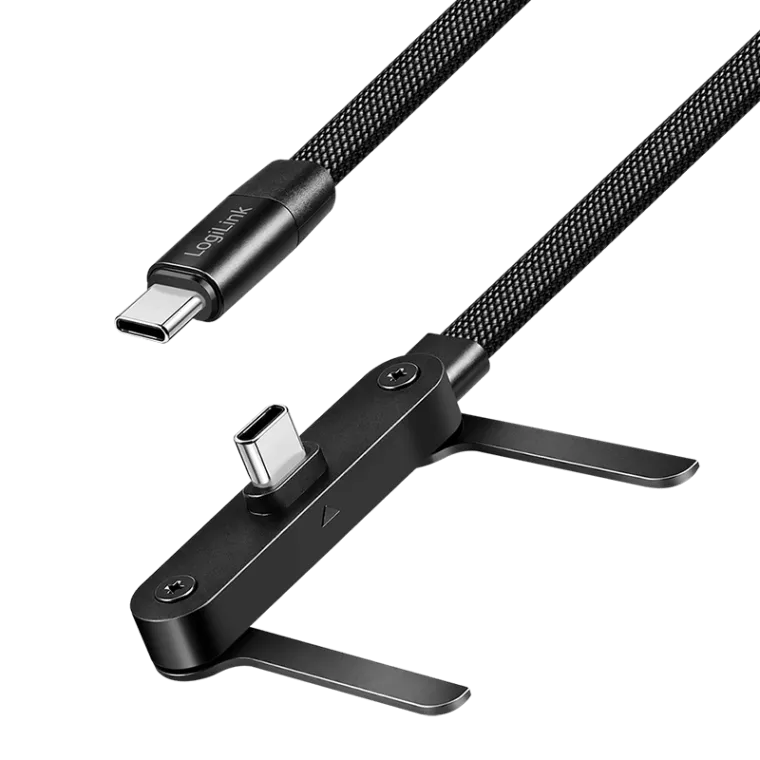 USB 2.0 Type-C-Kabel, C/M zu C/M, 480 Mbit/s, 240W, Flachband, Standfuß, schwarz, 1,5 m