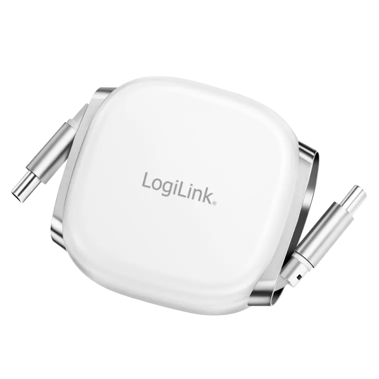 USB 2.0 Type-C-Kabel, C/M zu C/M, ausziehbar, 480 Mbit/s, 60W, weiß, 1 m