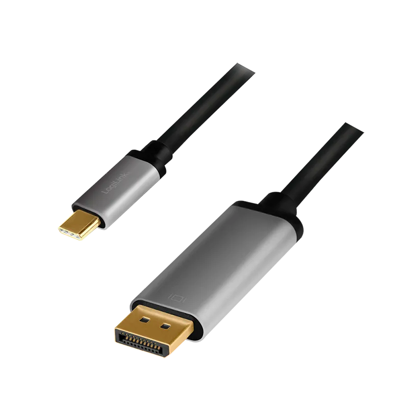 USB 3.2 Gen1 Type-C-Kabel, C/M zu DP/M, 4K/60 Hz, Alu, schwarz/grau, 1,8 m
