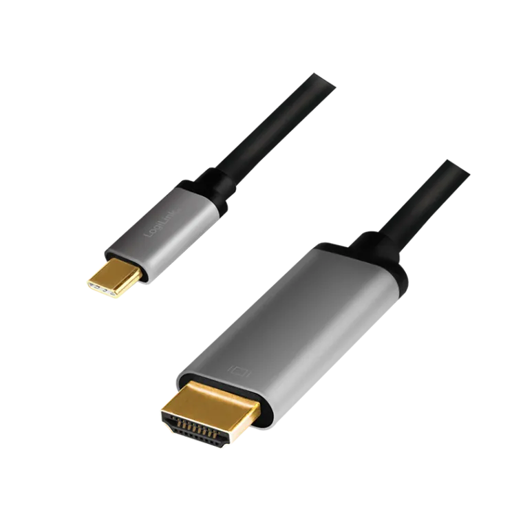 USB 3.2 Gen1 Type-C-Kabel, C/M zu HDMI/M, 4K/60 Hz, Alu, schwarz/grau, 1,8 m
