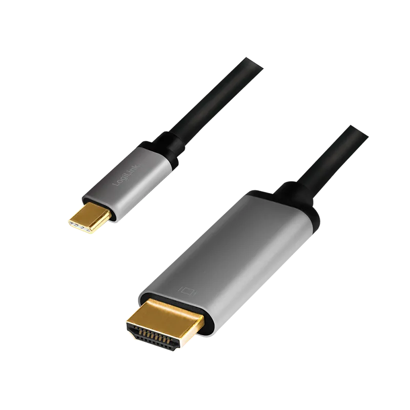 USB 3.2 Gen1 Type-C-Kabel, C/M zu HDMI/M, 4K/60 Hz, Alu, schwarz/grau, 1,8 m