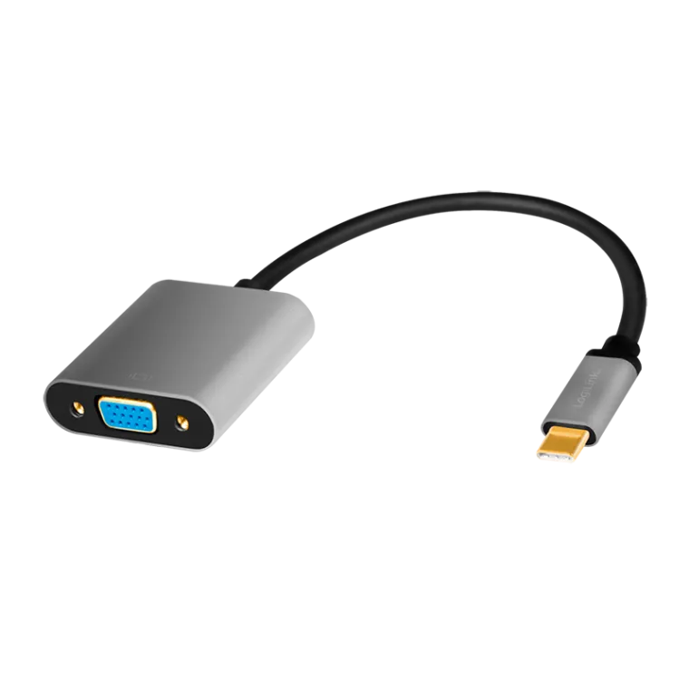 USB 3.2 Gen1 Type-C-Adapter, C/M zu VGA/F, 1080p/60 Hz, Alu, schwarz/grau, 0,15 m
