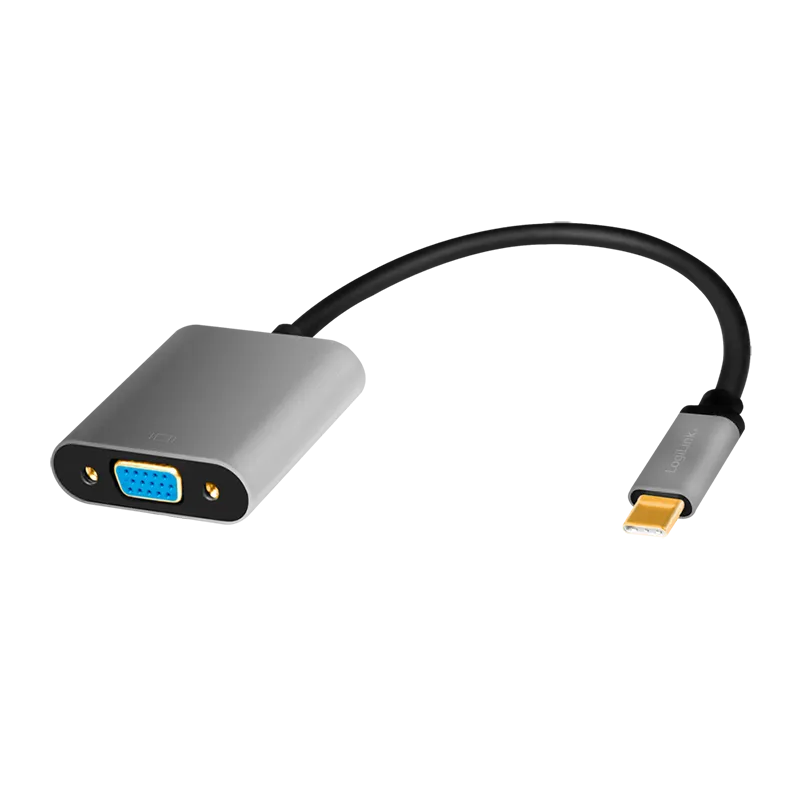 USB 3.2 Gen1 Type-C-Adapter, C/M zu VGA/F, 1080p/60 Hz, Alu, schwarz/grau, 0,15 m