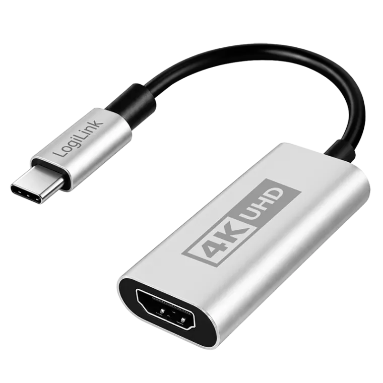 USB 3.2 Gen1 Type-C-Adapter, C/M zu HDMI-A/F, 4K/60 Hz, Alu, schwarz/silber, 0,15 m