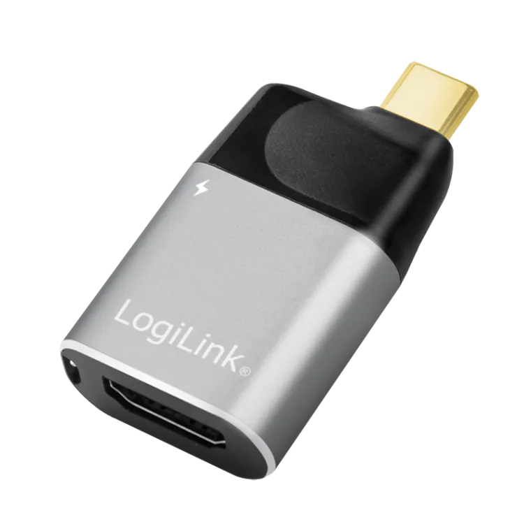 USB 3.2 Gen2 Type-C-Adapter, C/M zu HDMI-A/F + USB-C/F, 4K/60 Hz, PD, Alu, schwarz/grau