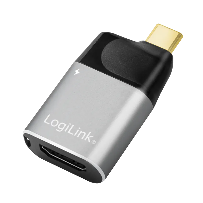 USB 3.2 Gen2 Type-C-Adapter, C/M zu HDMI-A/F + USB-C/F, 4K/60 Hz, PD, Alu, schwarz/grau