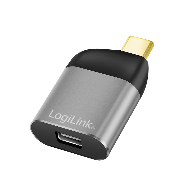 USB 3.2 Gen2 Type-C Adapter, USB-C/M zu mDP/F, 8K/60 Hz, Alu, schwarz/grau